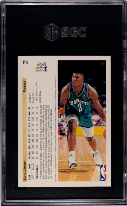 (1)1992-93 Upper Deck McDonald's #P4 Larry Johnson SGC 7 — Back
