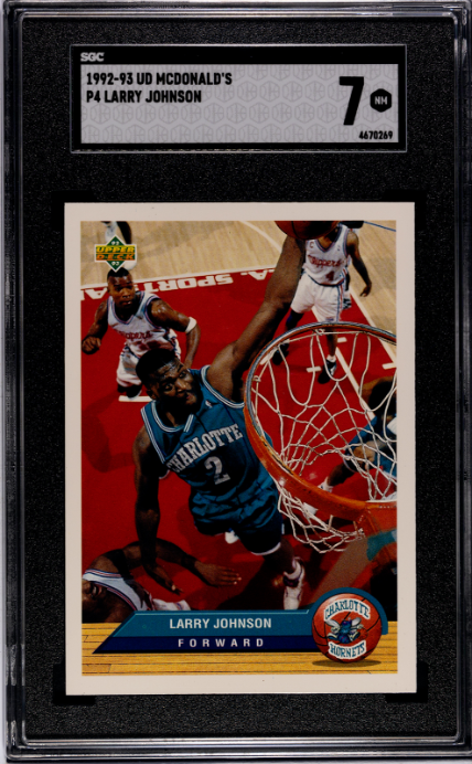 (1)1992-93 Upper Deck McDonald's #P4 Larry Johnson SGC 7 — Front
