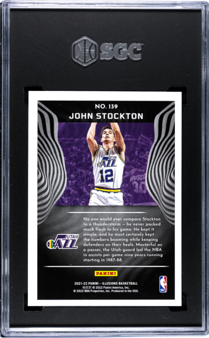 2021-22 Panini Illusions #139 John Stockton SGC 8.5 — Back