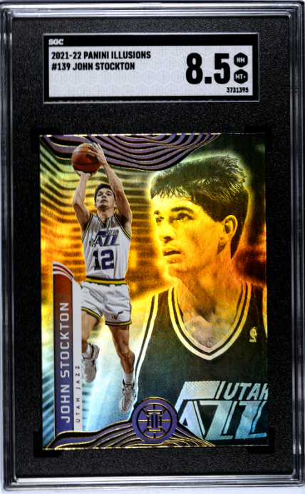 2021-22 Panini Illusions #139 John Stockton SGC 8.5 — Front