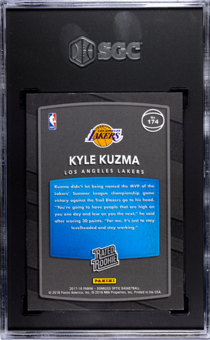 2017-18 Donruss Optic #174 Kyle Kuzma RR SGC 8 NM-MT — Back
