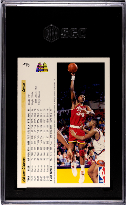 1992-93 Upper Deck McDonald's #P15 Hakeem Olajuwon SGC 9.5 — Back