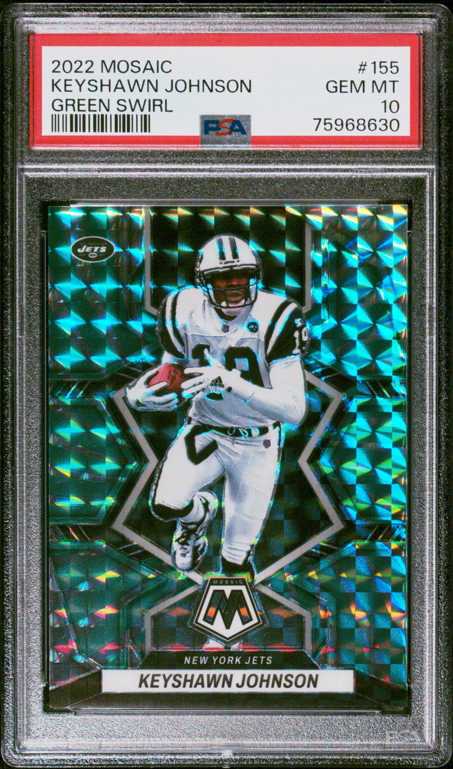 2022 Panini Mosaic #155 Keyshawn Johnson Green Swirl PSA 10 — Front