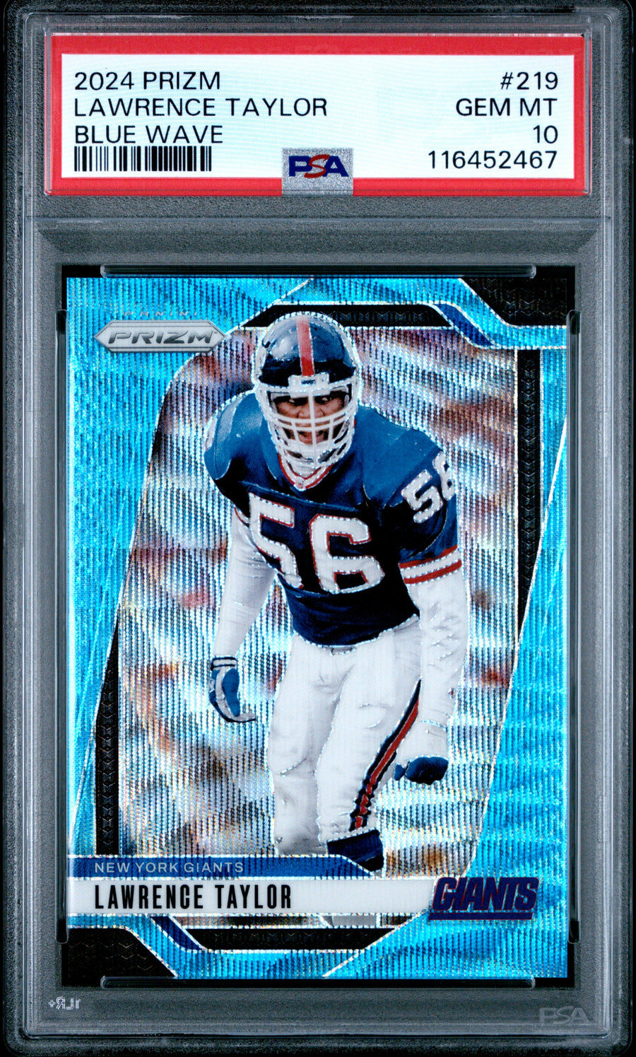 2024 Panini Prizm #219 Lawrence Taylor Blue Wave PSA 10 — Front