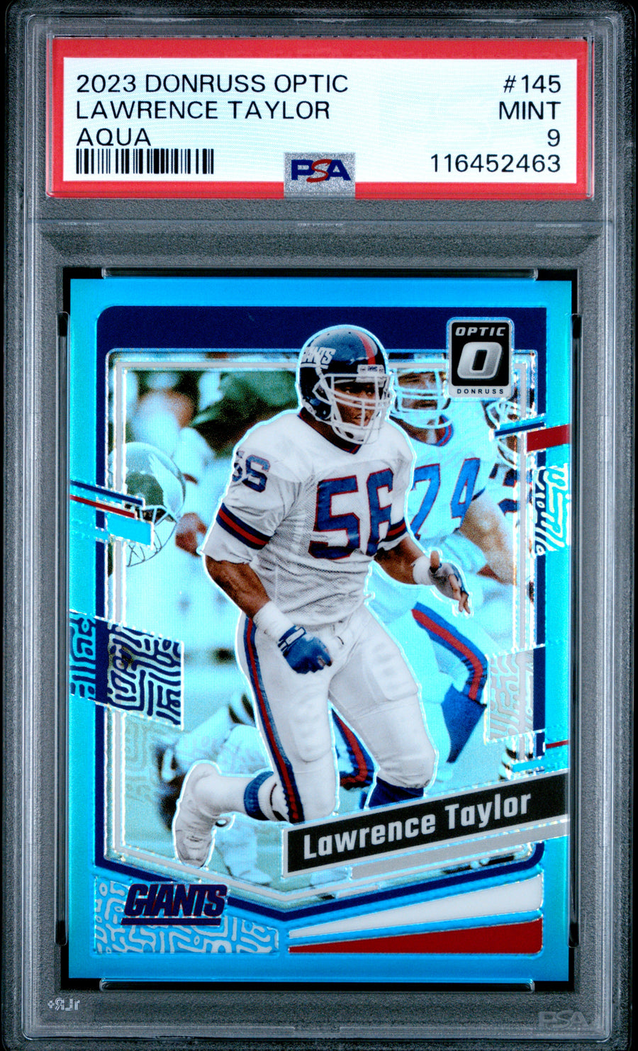 2023 Panini Donruss Optic #145 Lawrence Taylor Aqua PSA 9 CERT#116452463 — Front