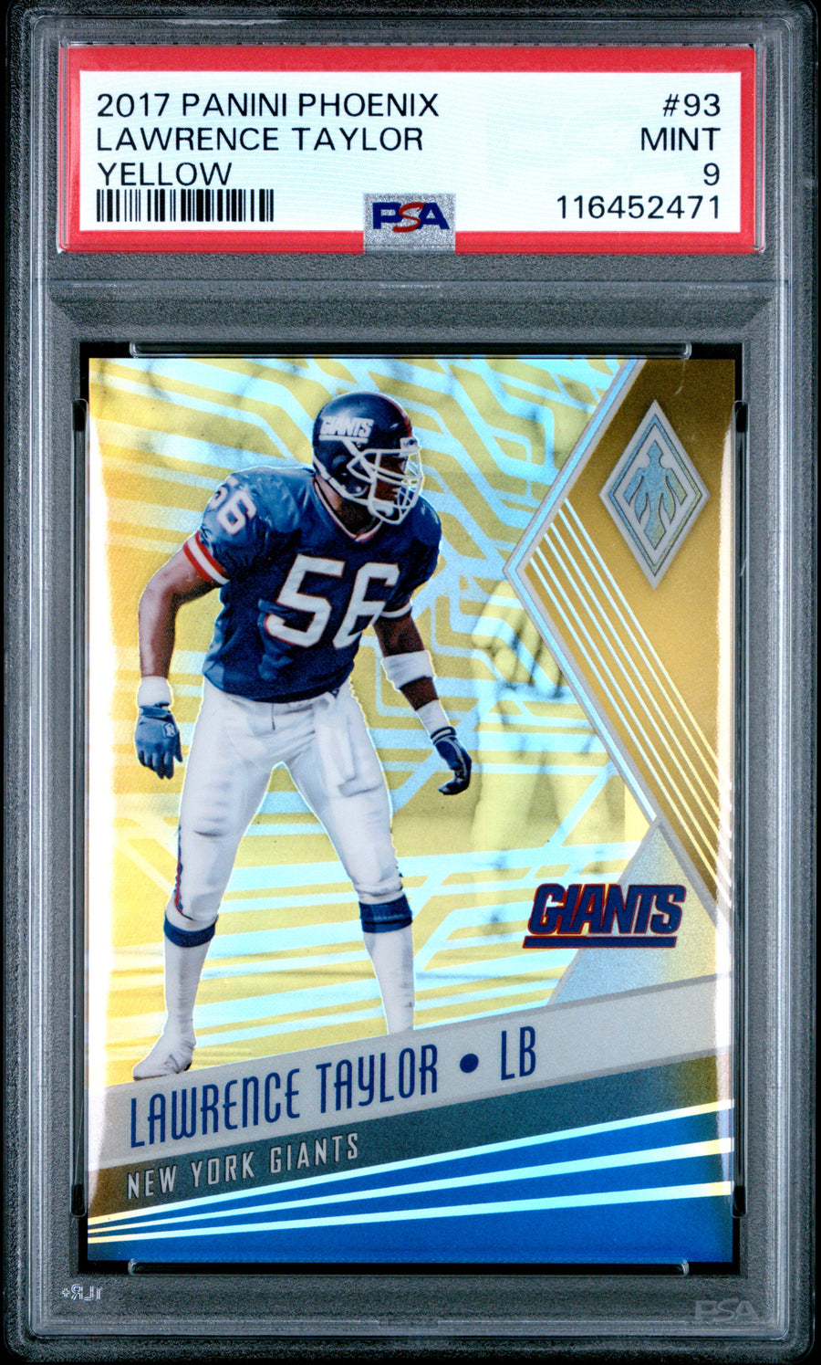 2017 Panini Phoenix #93 Lawrence Taylor Yellow PSA 9 — Front
