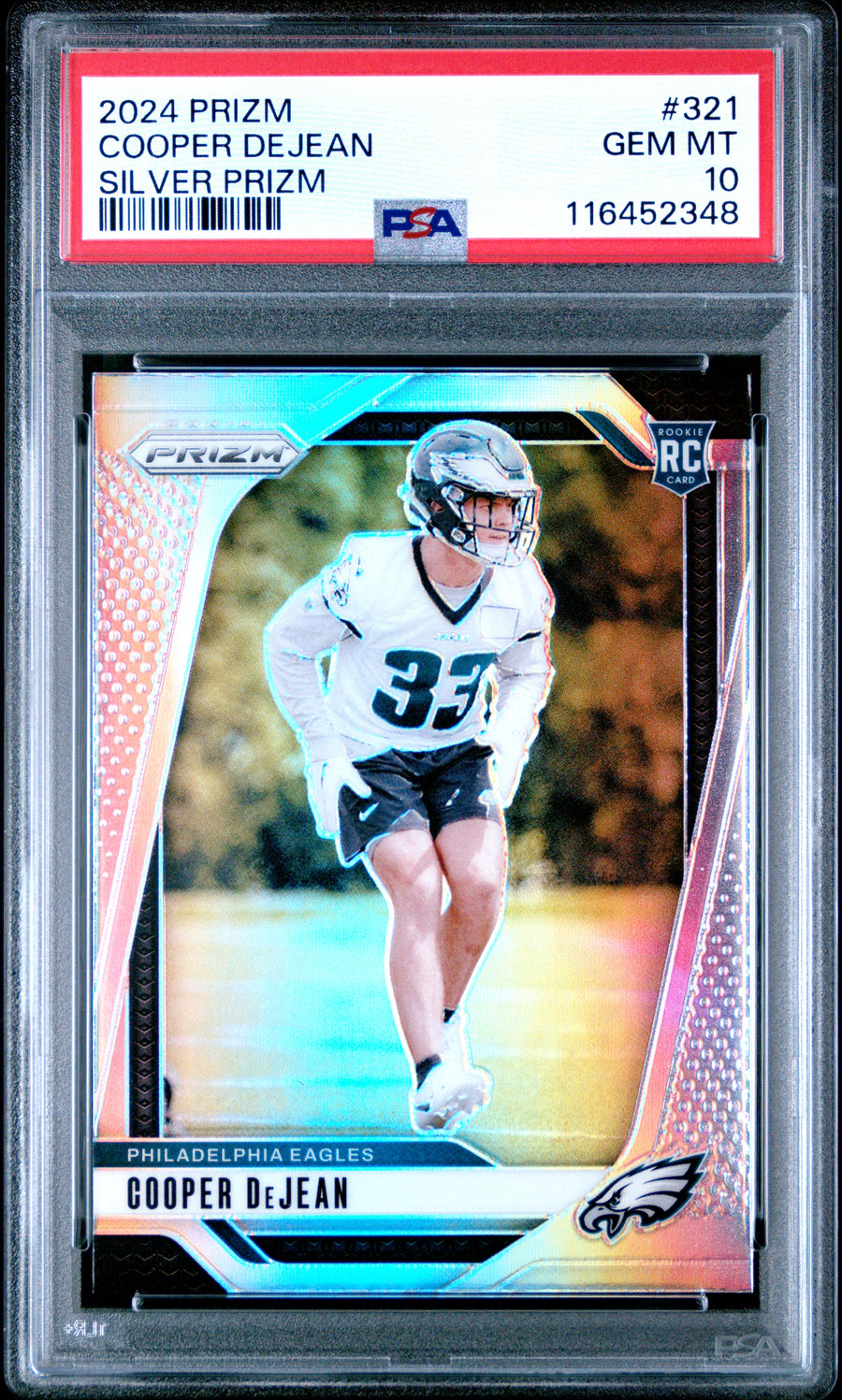 2024 Panini Prizm #321 Cooper Dejean Silver Prizm RC PSA 10 CERT#116452348 — Front