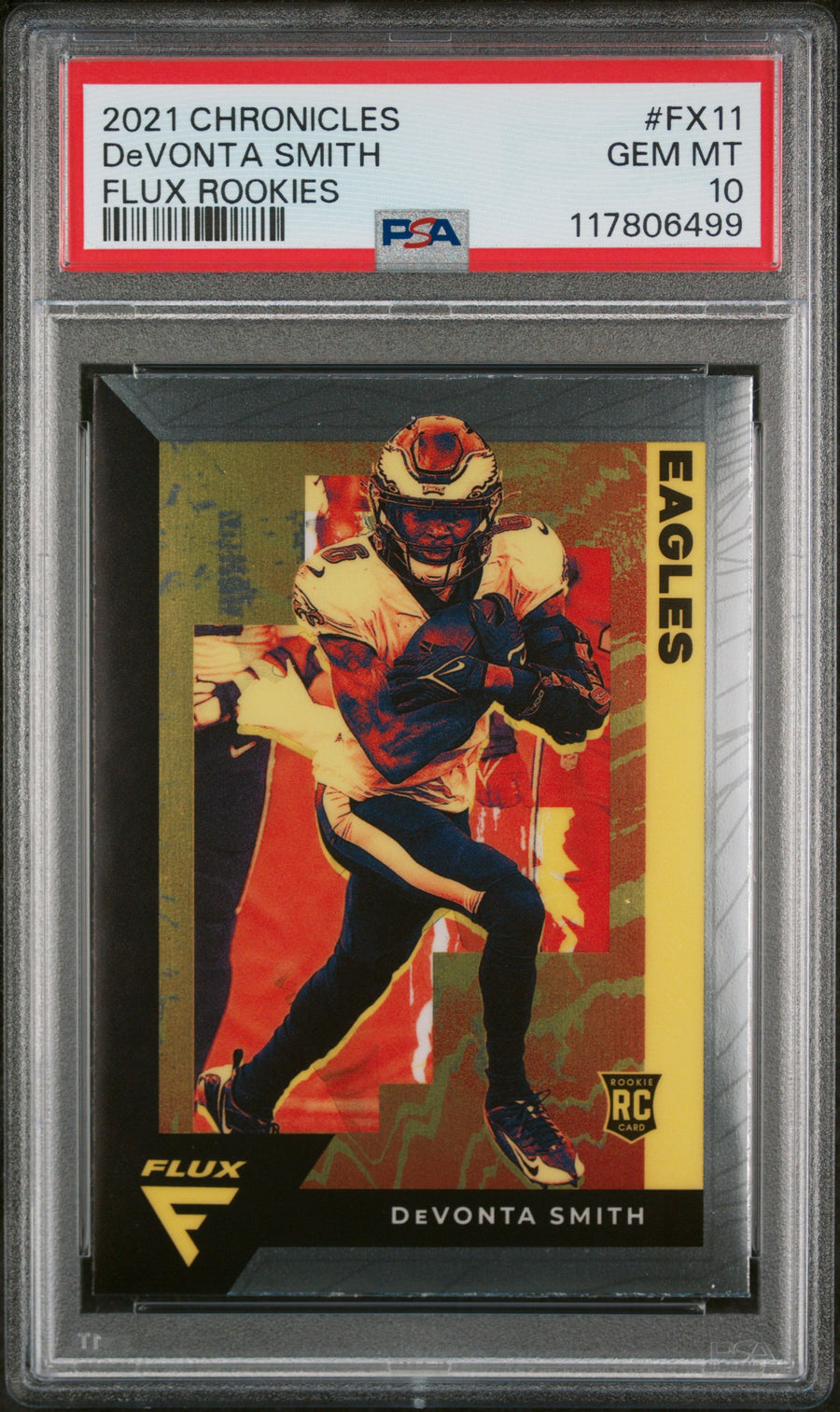 2021 Panini Chronicles Flux Rookies #FX11 Devonta Smith Flux RC PSA 10 — Front