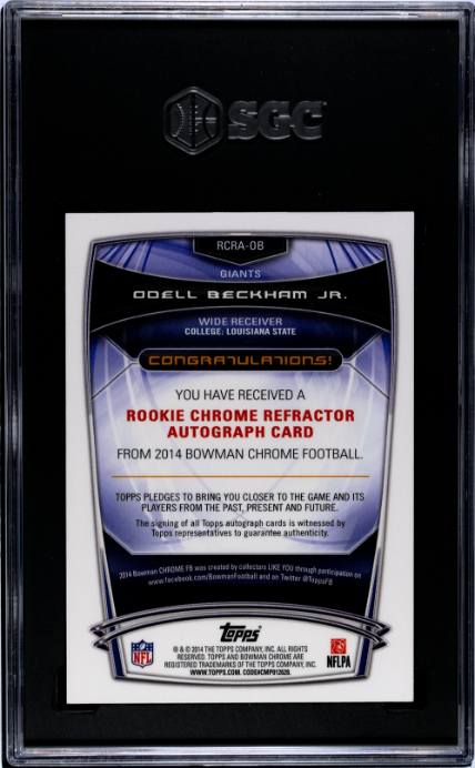 2014 Bowman Chrome #RCRA-OB Odell Beckham Jr. Blue Refractor RCA SGC 9-10 — Back