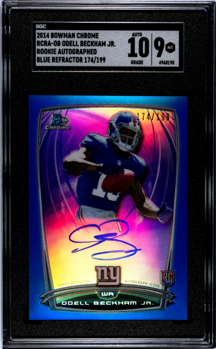 2014 Bowman Chrome #RCRA-OB Odell Beckham Jr. Blue Refractor RCA SGC 9-10 — Front
