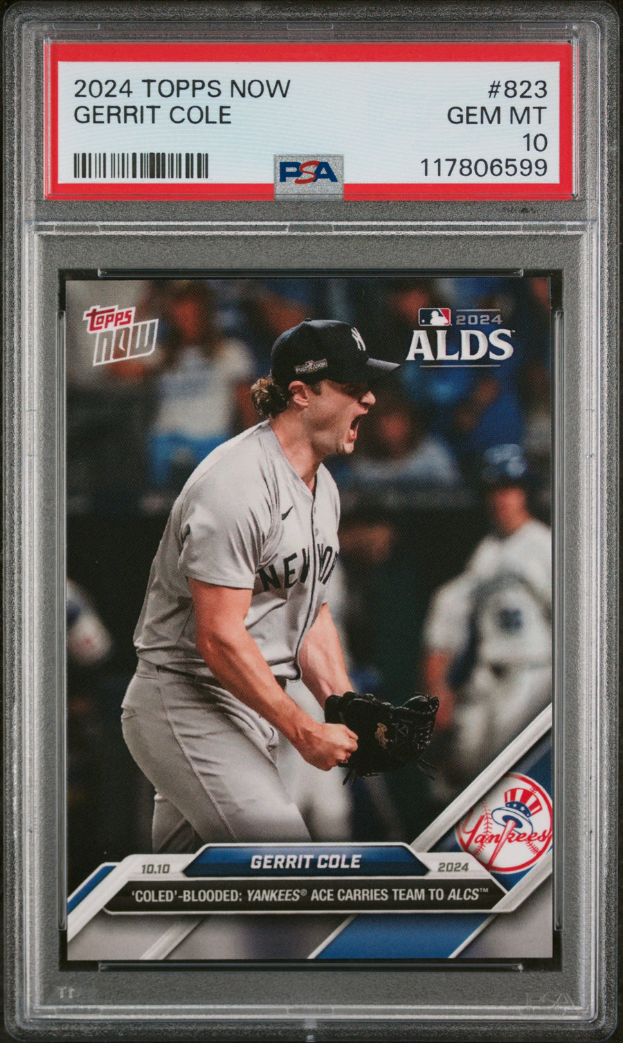 (6)2024 Topps Now #823 Gerrit Cole PSA 10 — Front