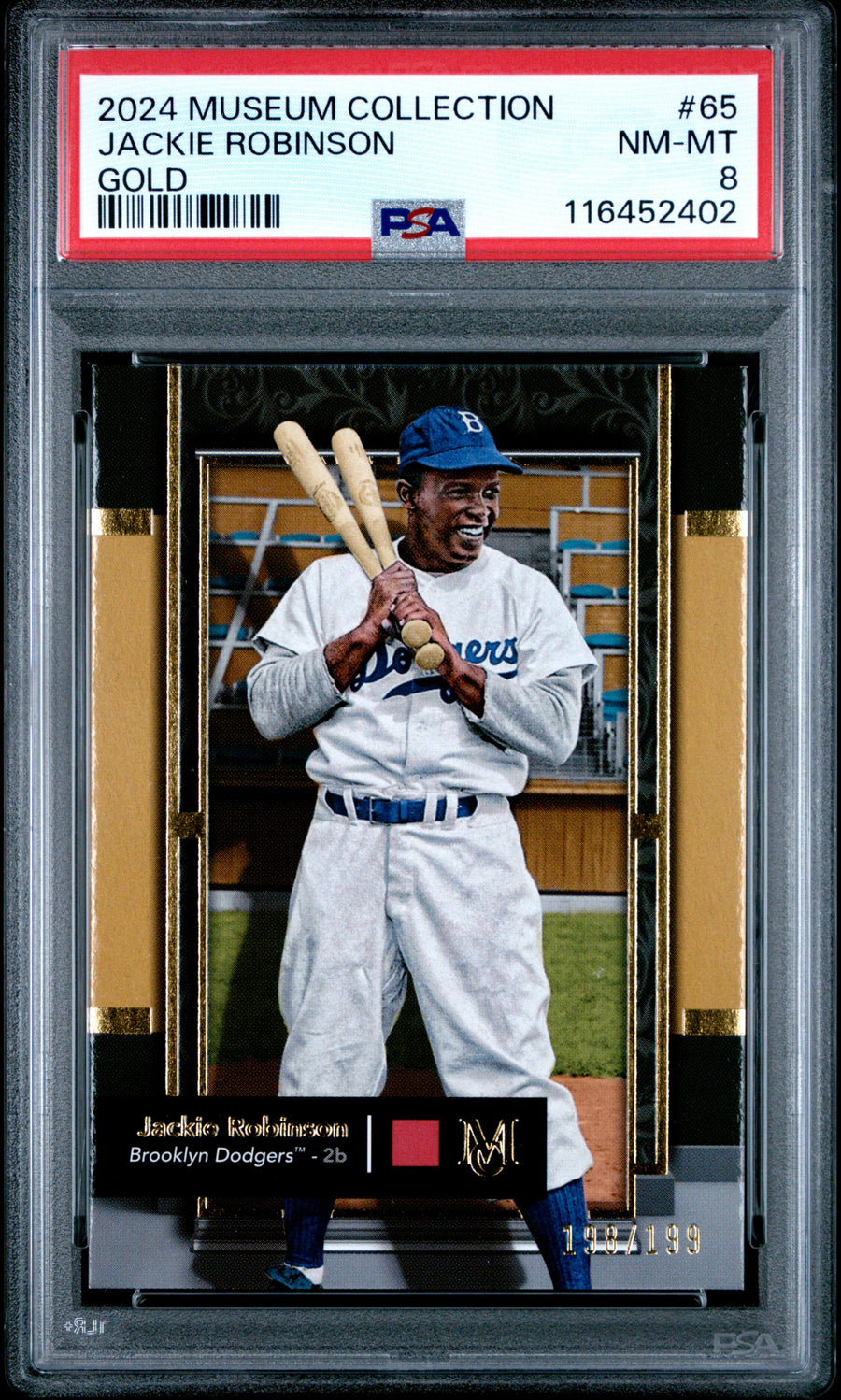 2024 Topps Museum Collection #65 Jackie Robinson Gold PSA 8 — Front
