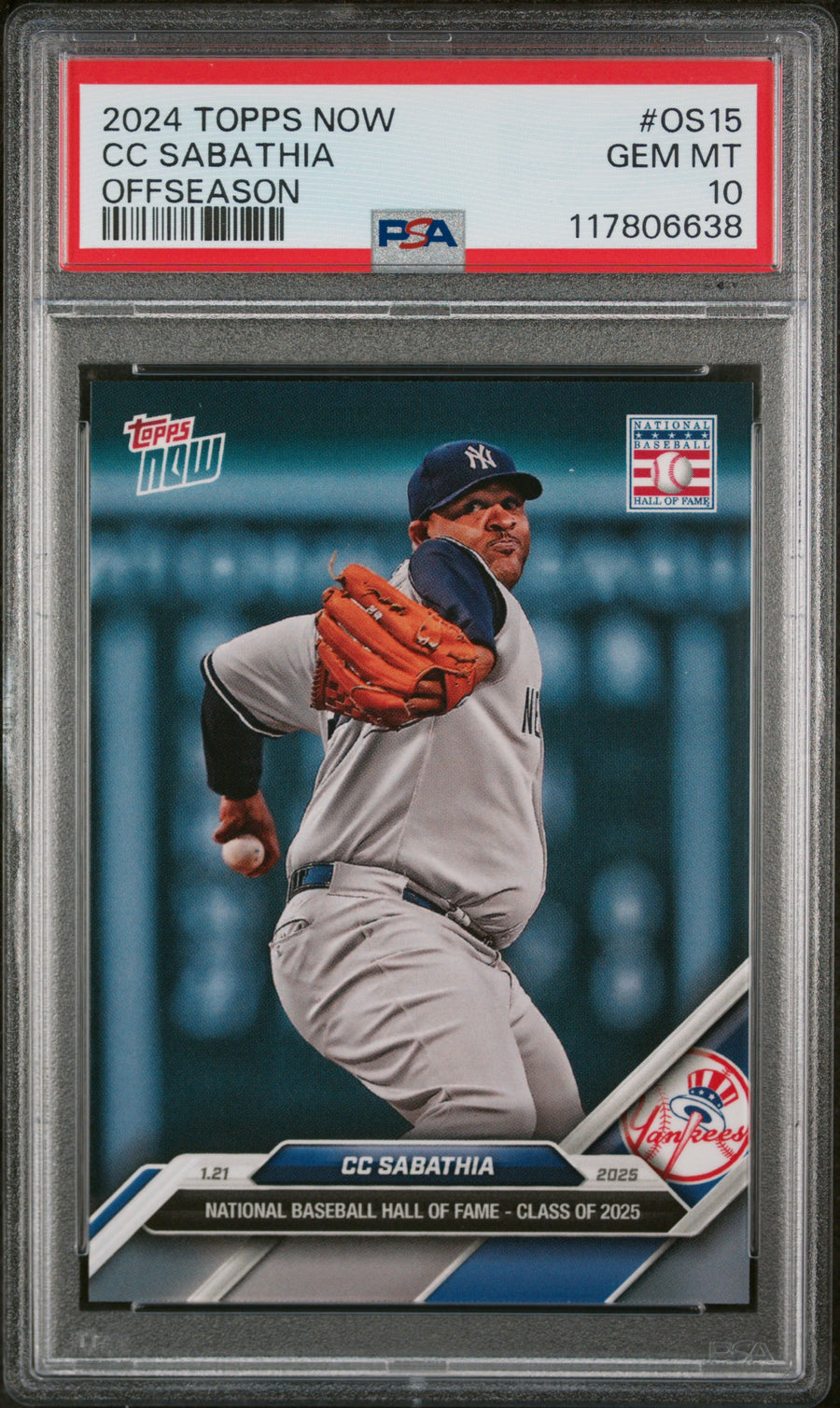 2024 Topps Now Offseason #OS15 Cc Sabathia PSA 10 — Front