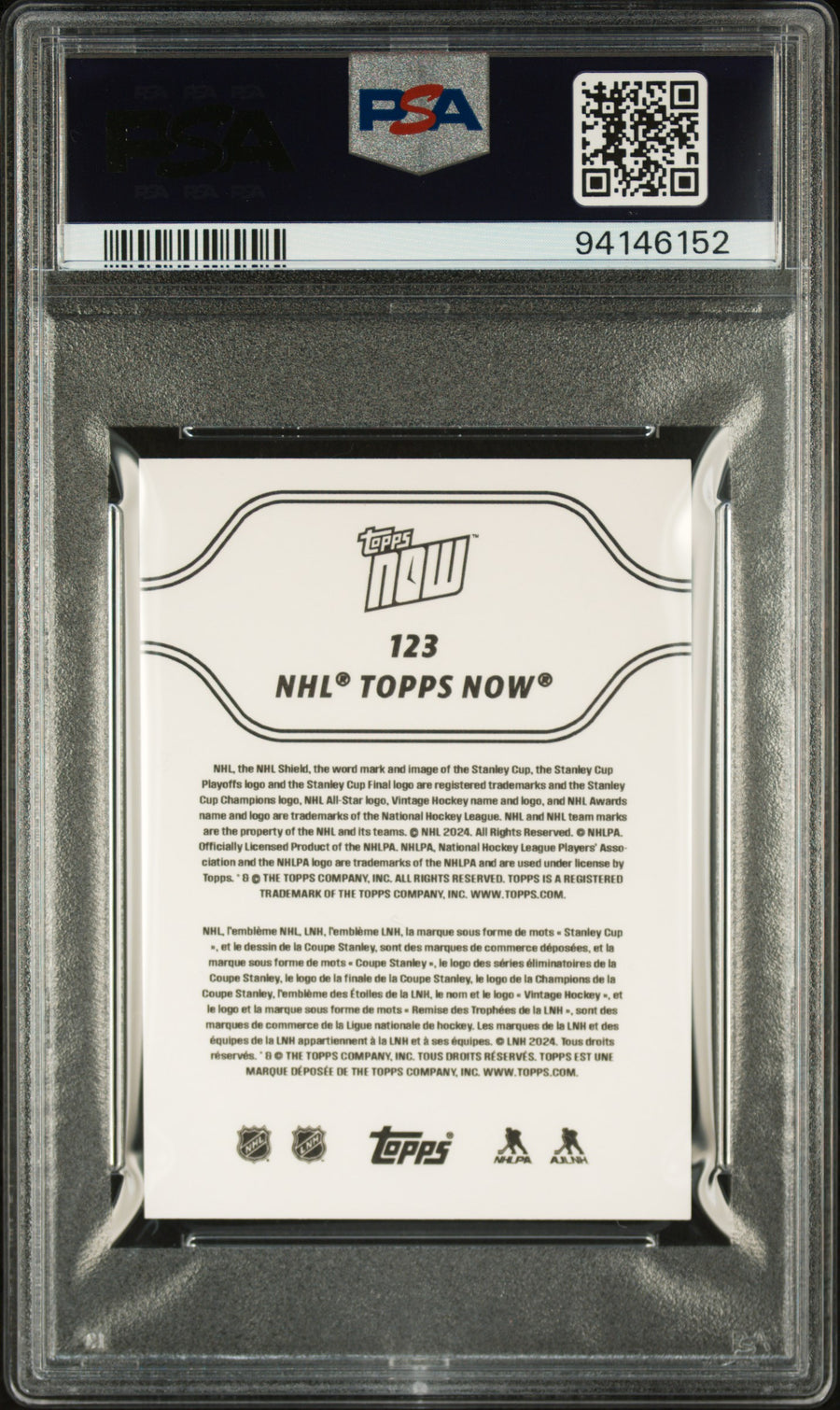 2023 Topps Now Nhl Stickers #123 Matt Rempe Rookie PSA 10 CERT#94146152 — Back