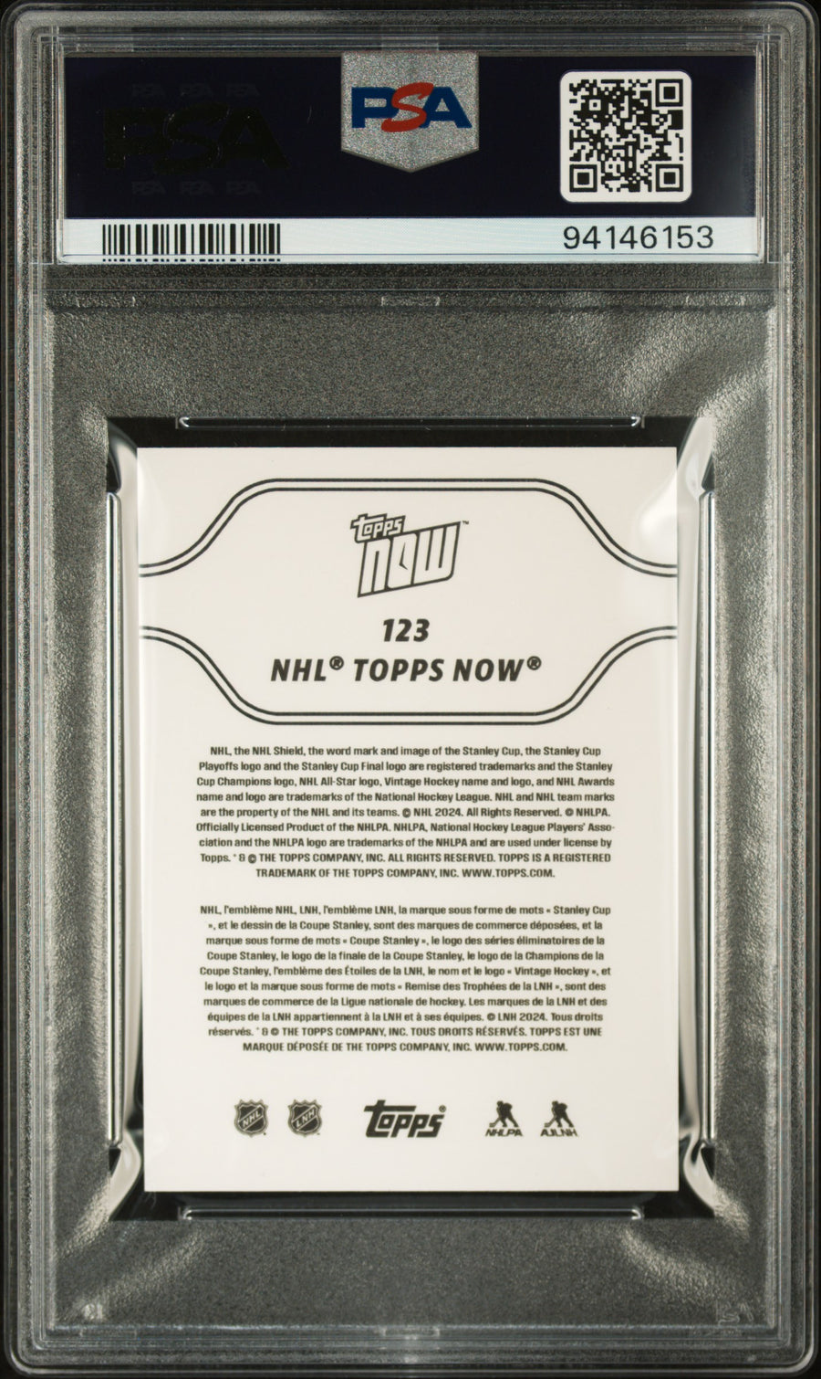 2023 Topps Now Nhl Stickers #123 Matt Rempe Rookie PSA 10 CERT#94146153 — Back