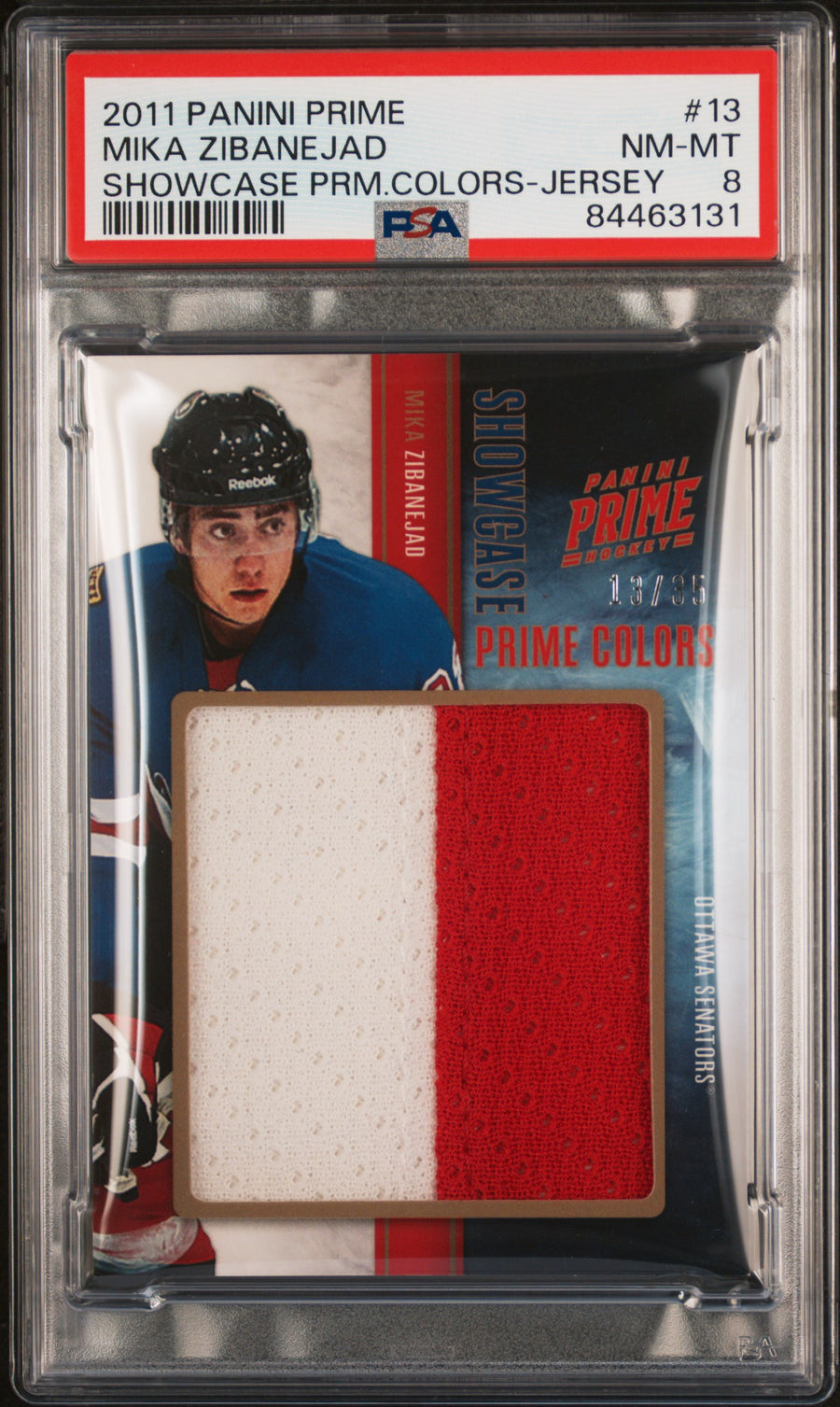 2011 Panini Prime #13 Mika Zibanejad Showcase Prime Colors RP PSA 8 — Front