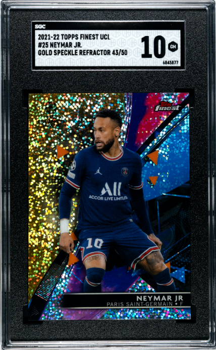 2021-22 Topps Finest UCL #25 Neymar Jr. Gold Speckle Refractor SGC 10 — Front