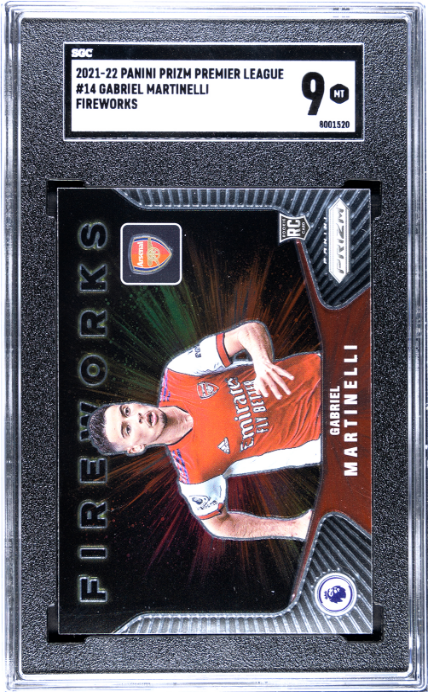 2021-22 Panini Prizm Premier League #14 Gabriel Martinelli Fireworks RC SGC 9 — Front