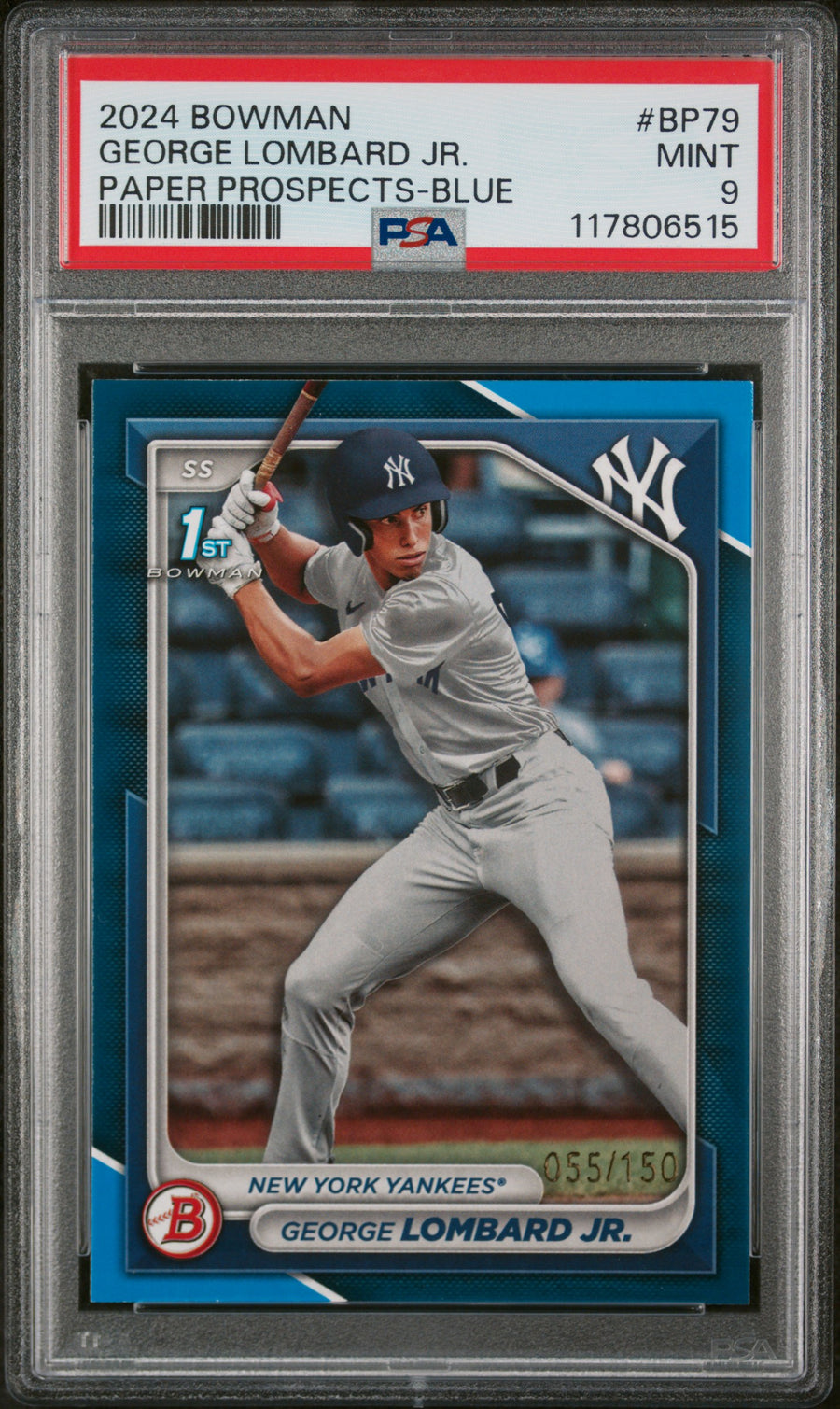 2024 Bowman Paper Prospects #BP79 George Lombard Jr. Blue PSA 9 — Front