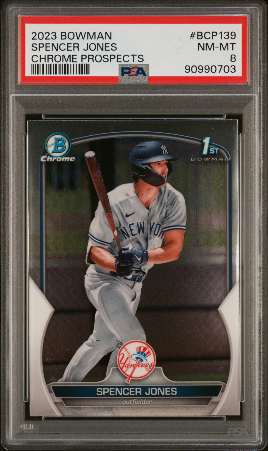 2023 Bowman Chrome Prospects #BCP139 Spencer Jones PSA 8 — Front