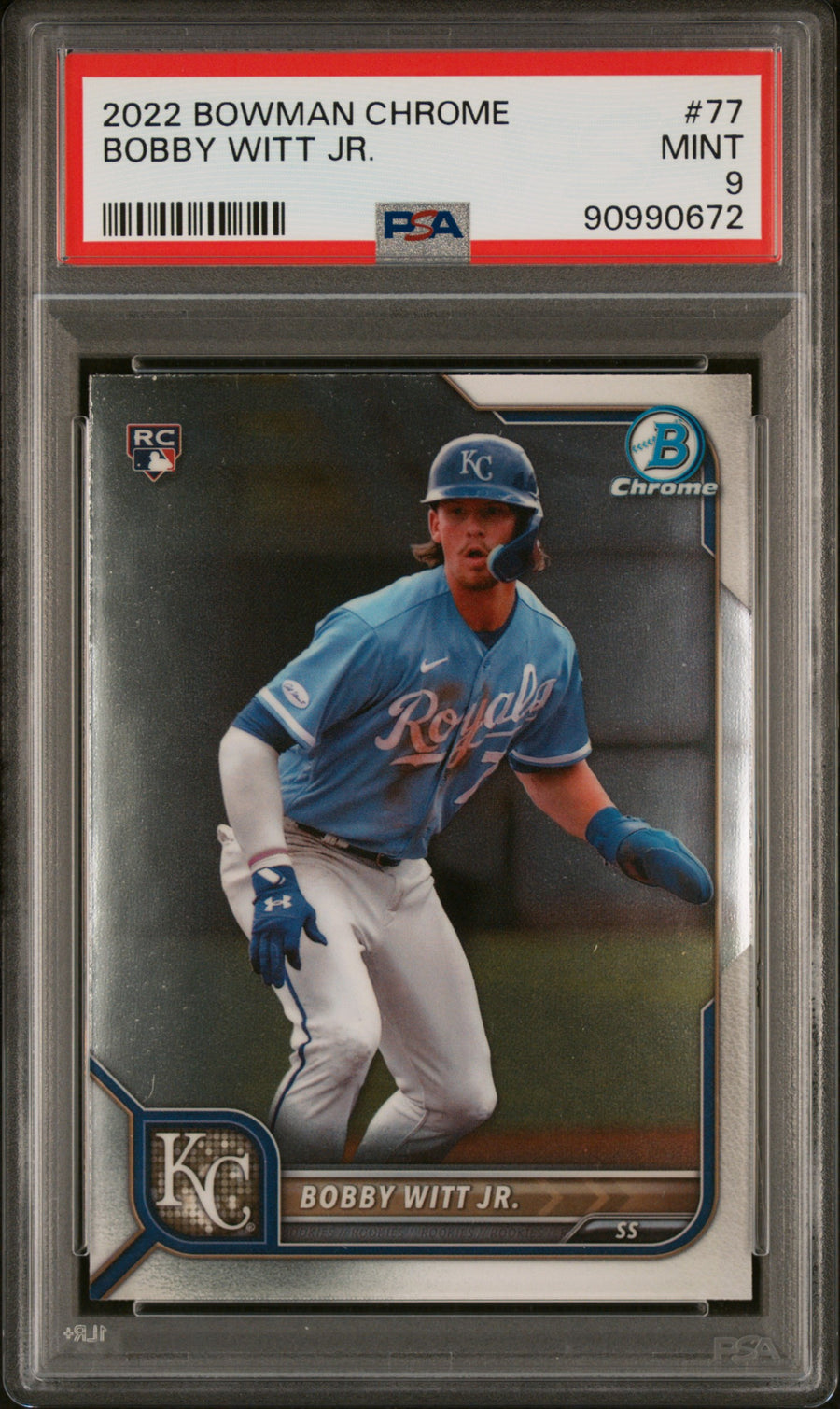 2022 Bowman Chrome #77 Bobby Witt Jr. RC PSA 9 — Front