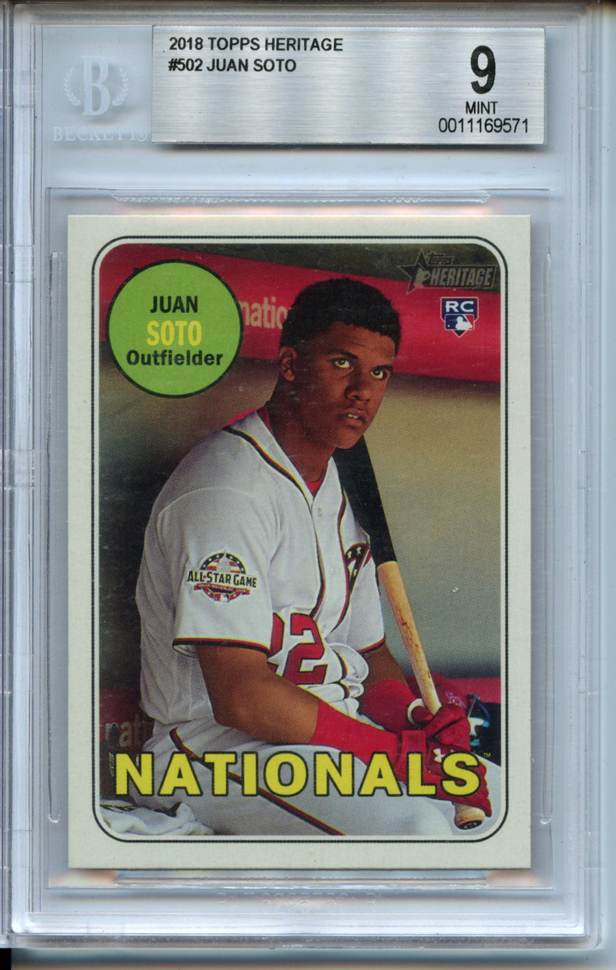 2018 Topps Heritage #502 Juan Soto RC BGS 9.0 — Front