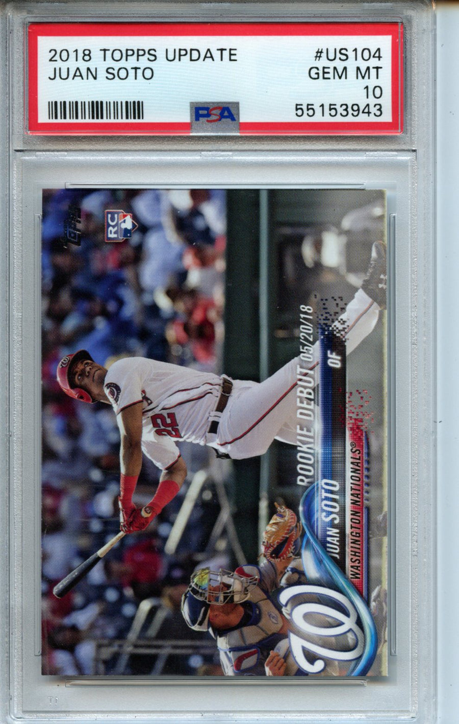 2018 Topps Update #US104 Juan Soto RC PSA 10 — Front