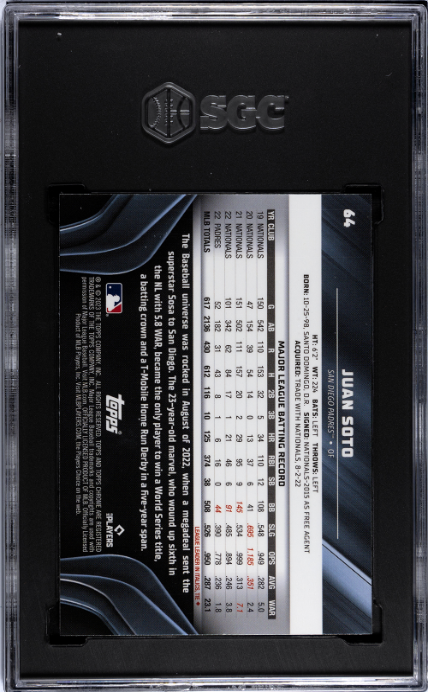 2023 Topps Chrome Black #64 Juan Soto SGC 9.5 — Back