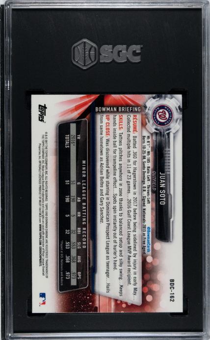 2017 Bowman Chrome Draft #BDC-162 Juan Soto SGC 10 — Back