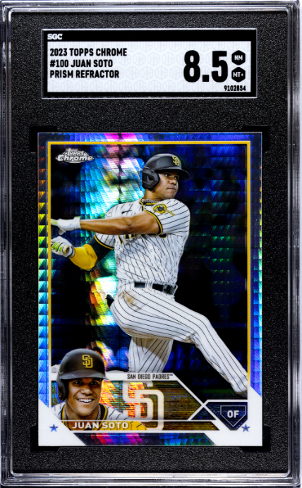 2023 Topps Chrome #100 Juan Soto Prism Refractor SGC 8.5 — Front