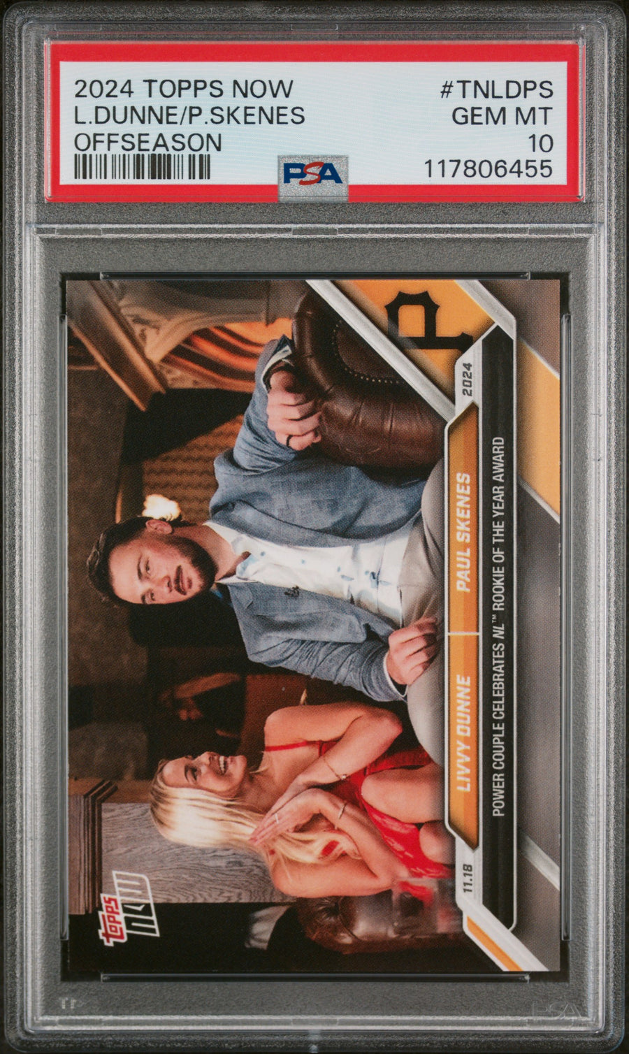 (1)2024 Topps Now Offseason #TNLDPS L.Dunne/P.Skenes PSA 10 — Front