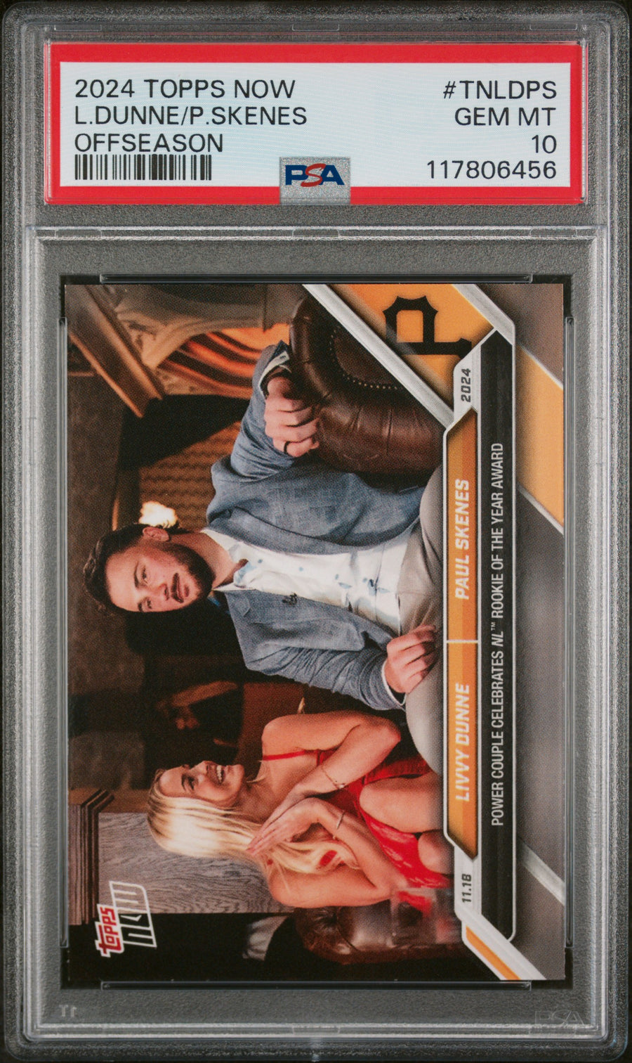 (2)2024 Topps Now Offseason #TNLDPS L.Dunne/P.Skenes PSA 10 — Front