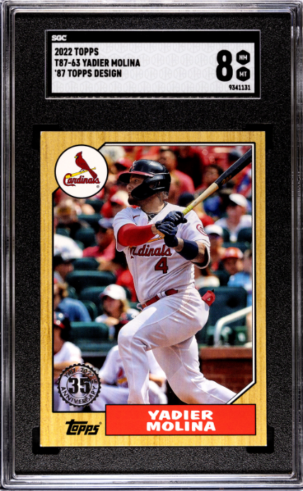 2022 Topps #T87-63 Yadier Molina '87 Topps Design SGC 8 — Front