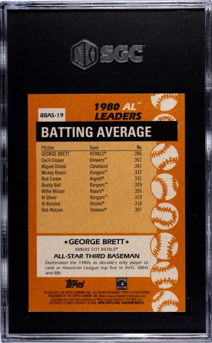 2023 Topps #88AS-19 George Brett '88, A/S SGC 8.5 — Back