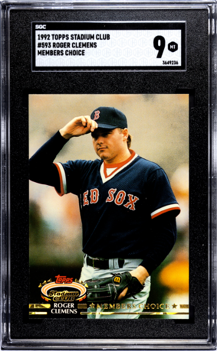1992 Topps Stadium Club #593 Roger Clemens Members Choice SGC 9 — Front