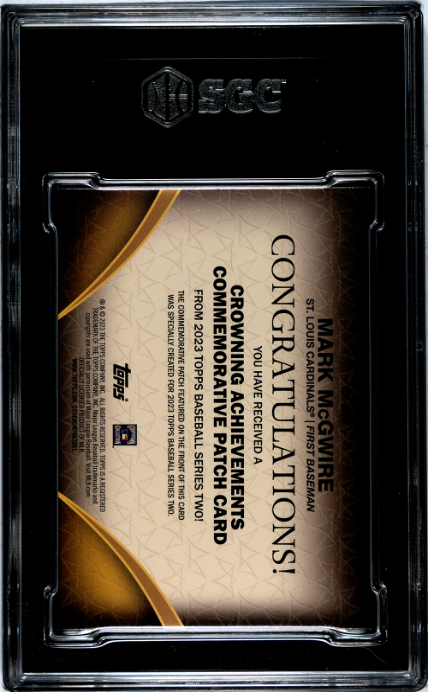 2023 Topps #CA-MM Mark Mcgwire Crowning Achievements Patch SGC 9.5 — Back