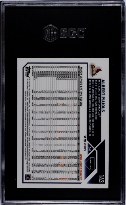 2023 Topps Chrome #143 Albert Pujols Prism Refractor SGC 9 — Back