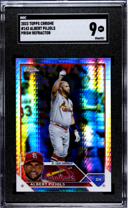 2023 Topps Chrome #143 Albert Pujols Prism Refractor SGC 9 — Front