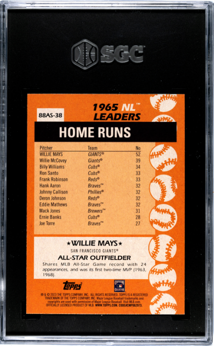 2023 Topps #88AS-38 Willie Mays '88, A/S SGC 9.5 — Back