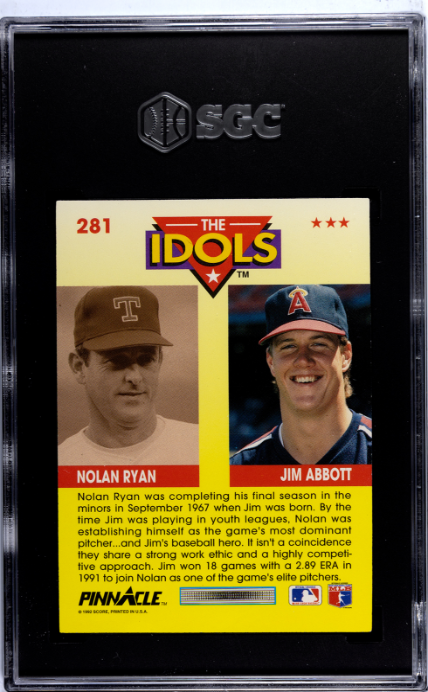 1992 Pinnacle #281 Ryan/Abbott The Idols SGC 10 — Back