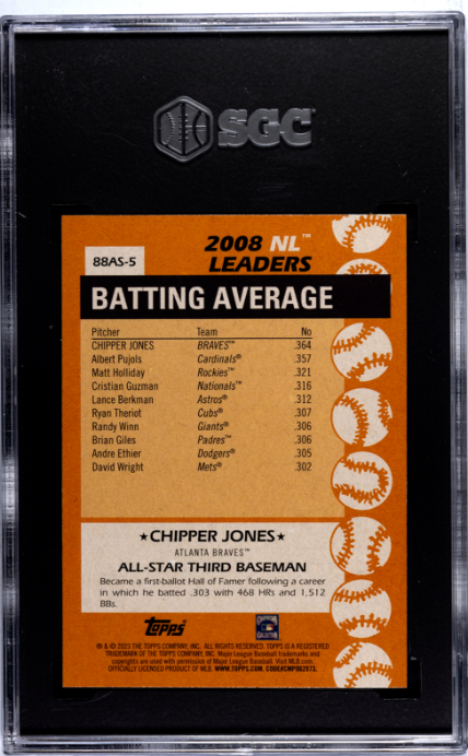 2023 Topps #88AS-5 Chipper Jones '88, A/S SGC 10 — Back