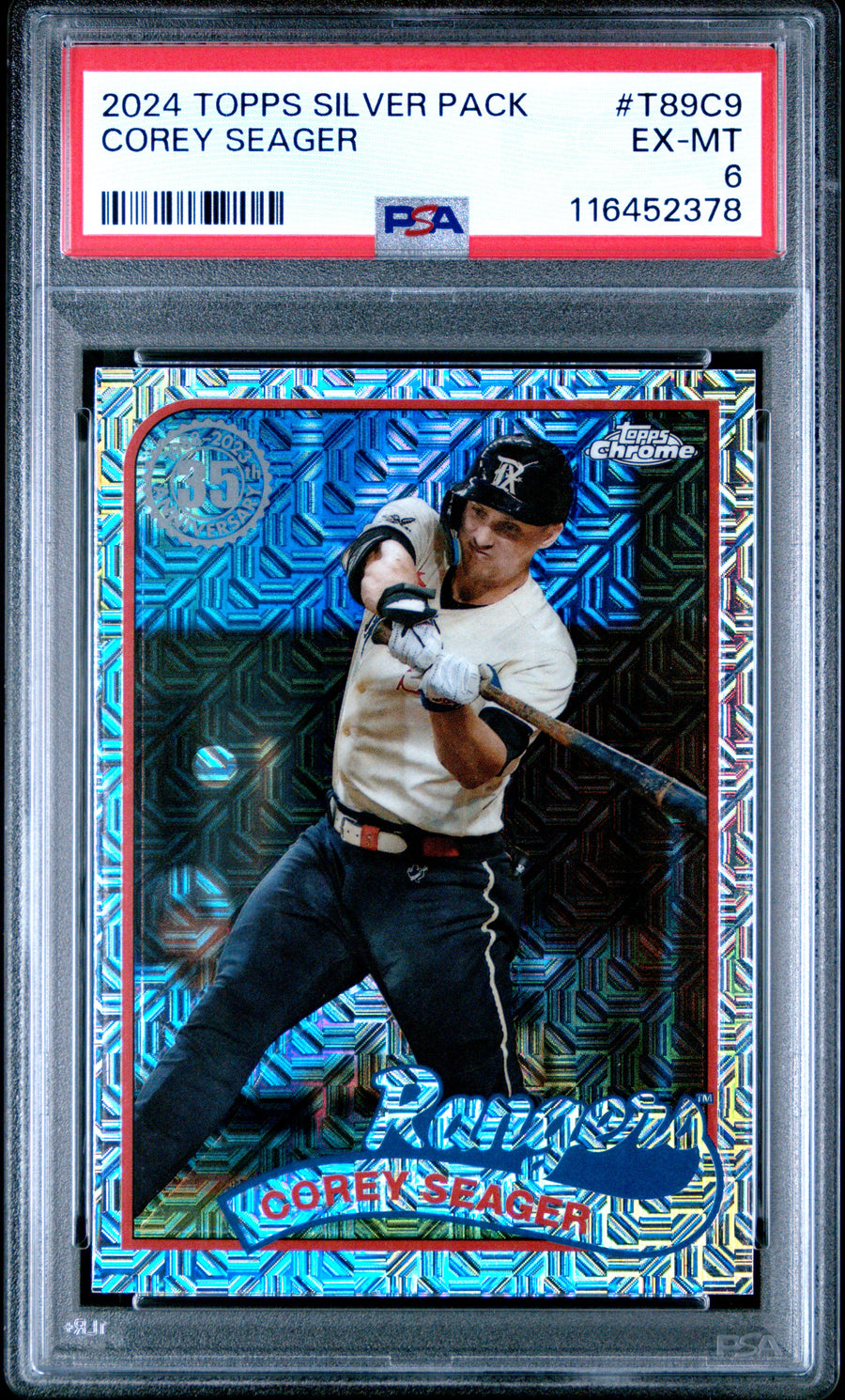 2024 Topps Silver Pack 1989 Chrome Promo #T89C9 Corey Seager PSA 6 — Front