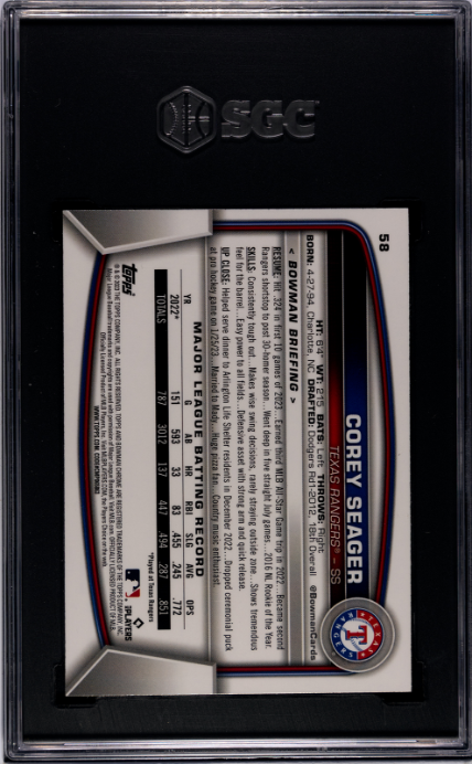 2023 Bowman Chrome #58 Corey Seager SGC 8.5 — Back
