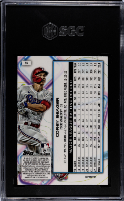 2023 Topps Cosmic Chrome #96 Corey Seager Refractor SGC 10 — Back