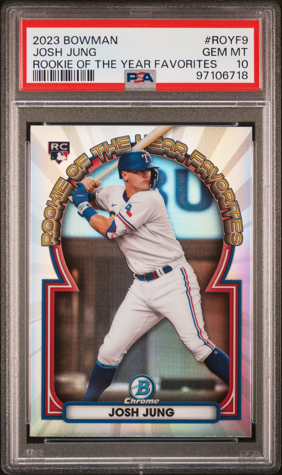 2023 Bowman Rookie Of The Year Favorites #ROYF9 Josh Jung RC PSA 10 — Front