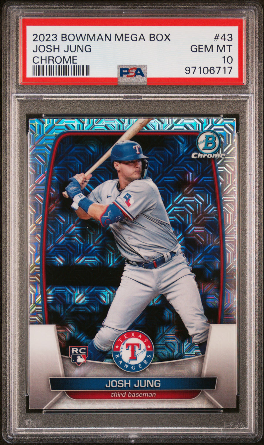2023 Bowman Mega Box Chrome #43 Josh Jung Chrome RC PSA 10 — Front