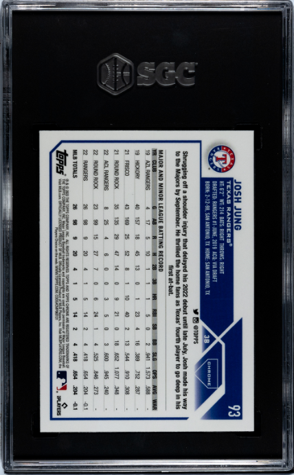 2023 Topps Chrome #93 Josh Jung RC SGC 9.5 — Back