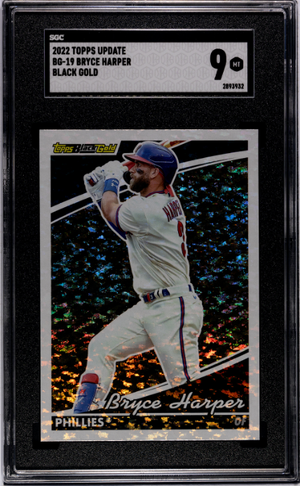 2022 Topps Update #BG-19 Bryce Harper Black Gold SGC 9 — Front