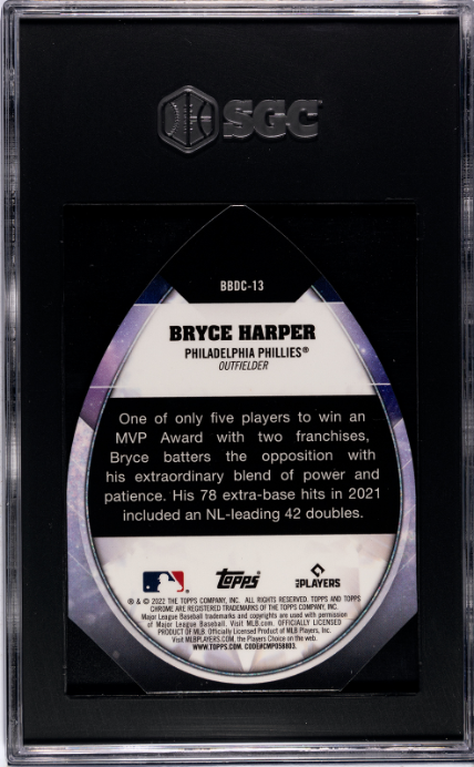 2022 Topps Chrome #BBDC-13 Bryce Harper Ben's Baller Diamond Die-Cuts SGC 9.5 — Back