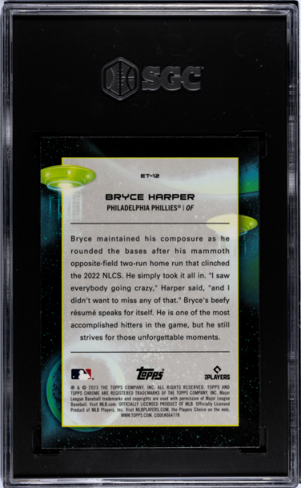 2023 Topps Cosmic Chrome #ET-12 Bryce Harper ET Talent SGC 9.5 — Back